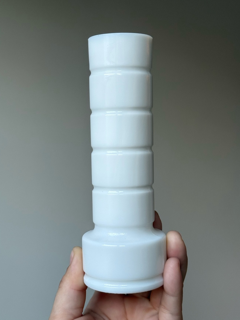White Milk Glass Tiered Cylinder Flower Bud Vase c50s Vintage MminimalistDecor